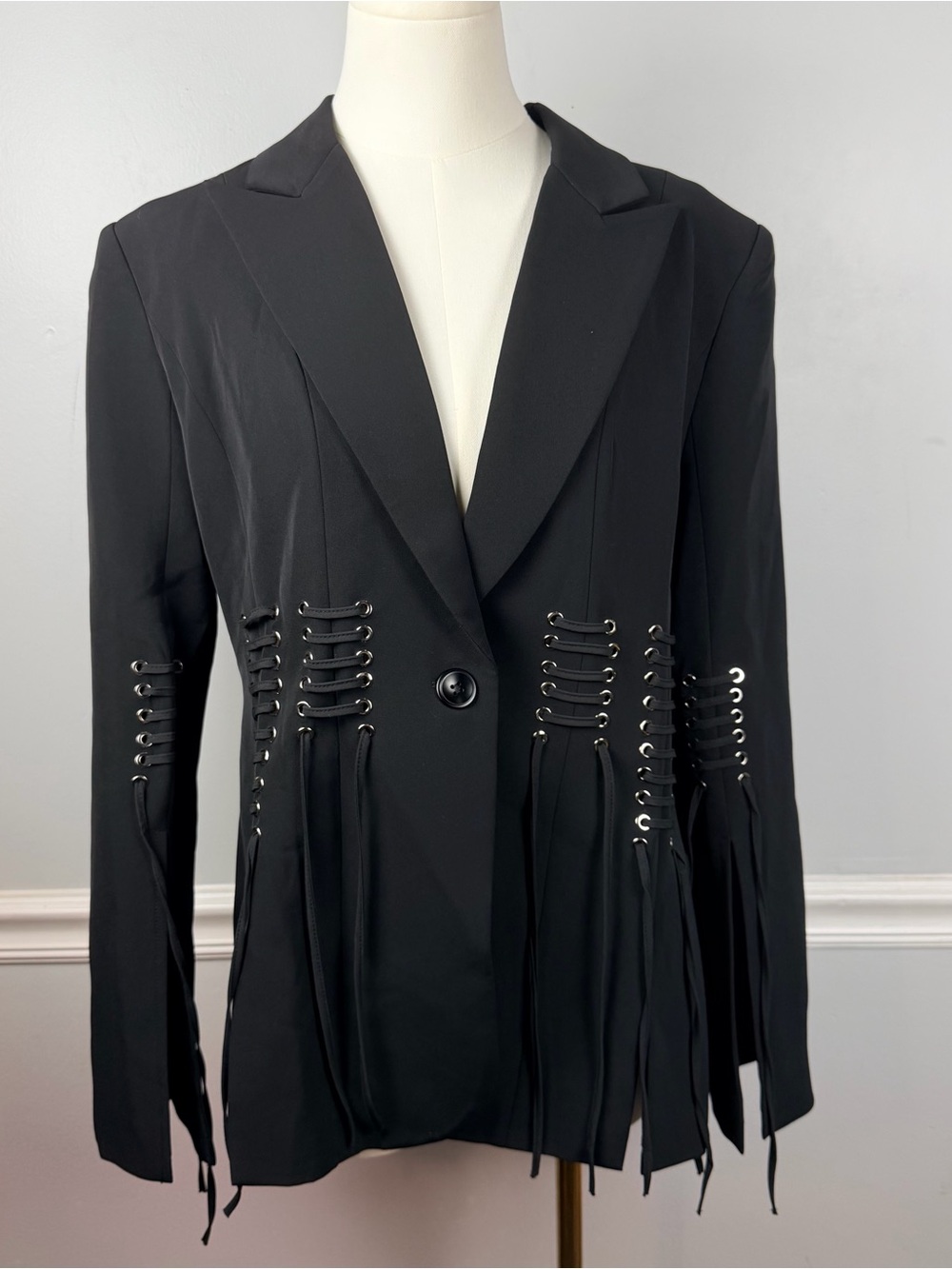 New Vicky and Lucas black lace up blazer jacket size large